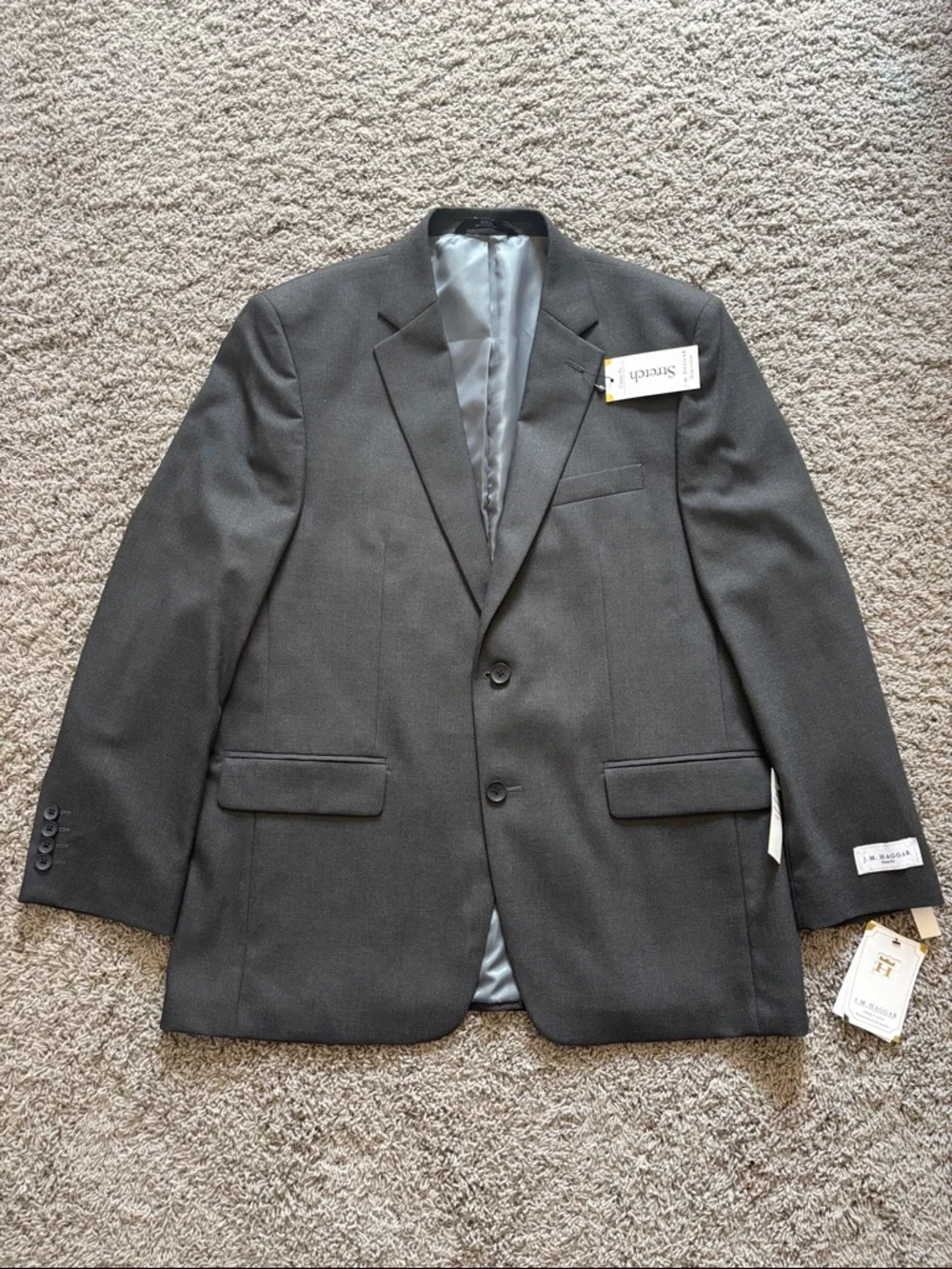 J.M. Haggar Men's Classic Fit Stretch Suit Jacket in Dark Gray Heather